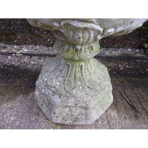 32 - Aged ornate patterned Concrete Pot on Stand with a hight of 58cm