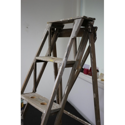 225 - A Stepladder  Bottle Holder Rack old