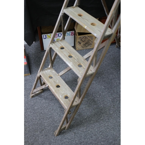 225 - A Stepladder  Bottle Holder Rack old