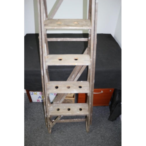 225 - A Stepladder  Bottle Holder Rack old