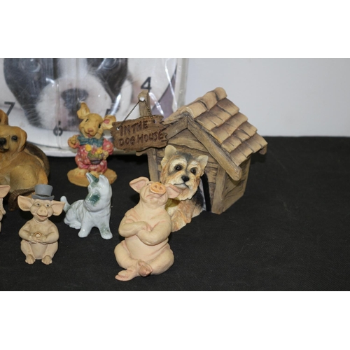 248 - A Selection of Dogs including a Clock, 2 Mice Plus a Pig Bride and Groom