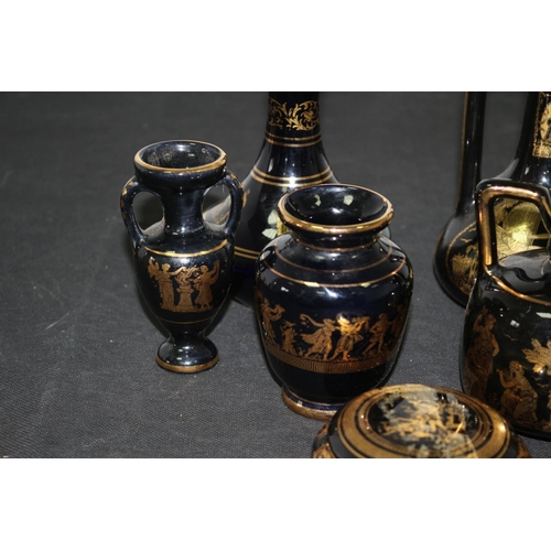 249 - A Selection of Greek Style Jugs, Urns and more Hand Painted 24ct Gold