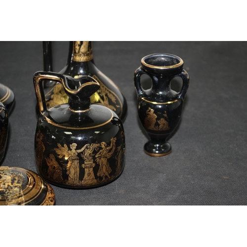 249 - A Selection of Greek Style Jugs, Urns and more Hand Painted 24ct Gold