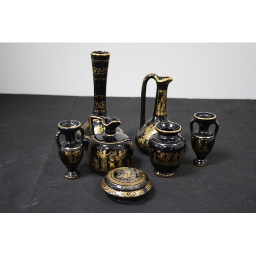 249 - A Selection of Greek Style Jugs, Urns and more Hand Painted 24ct Gold