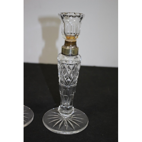 261 - 2 x Glass Candlestick Holders