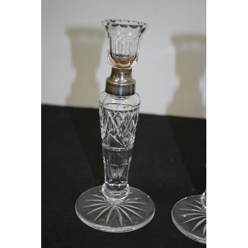 261 - 2 x Glass Candlestick Holders