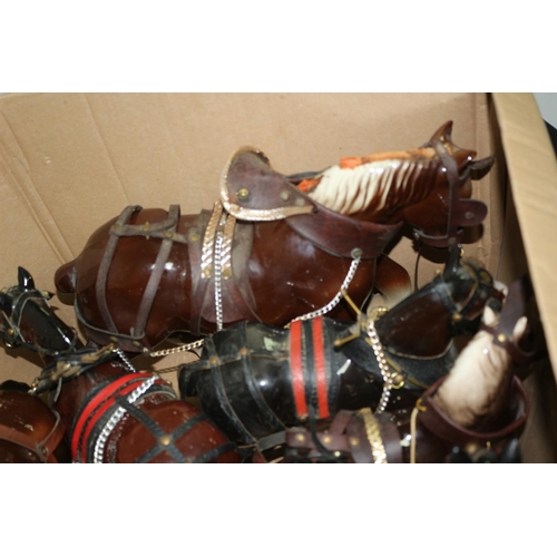 272 - 9 x Various Sized China Shire Horses