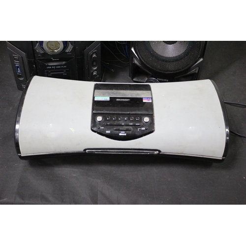 277 - 1 x Sharp Elegance Radio, CD Player Working and 1 x Philips Stereo System with Speakers no Power Lea... 