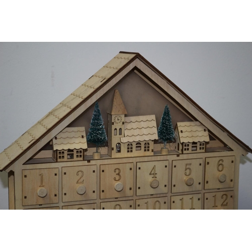 306 - Wooden Advent Calendar With Lights