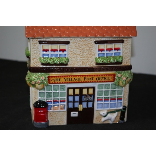 314 - Ceramic Village post Office Biscuit Barrell