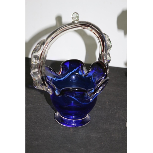 319 - Fancy Glass Vase & Posy Bowl in Blue