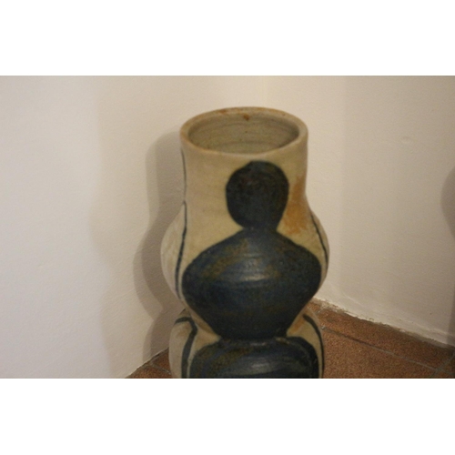 716 - Studio Pottery vase with Lady Veluptious  Figure  motif, Vase is a Half Vase as base does not go dow... 