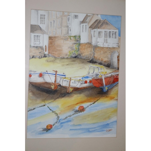 721 - Boat scene St Ives Cornwall Framed and Glazed Geoff Davies 2004