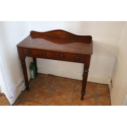 733 - Antique Mahogany 2 Drawer Lady's Writing Table with Serpentine Back - Beautiful example