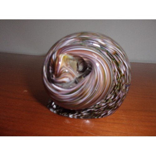 34 - Wedgewood Snail Styled Swirl Paperweight with Wedgewood sticker very small nibble on base 8cm tall