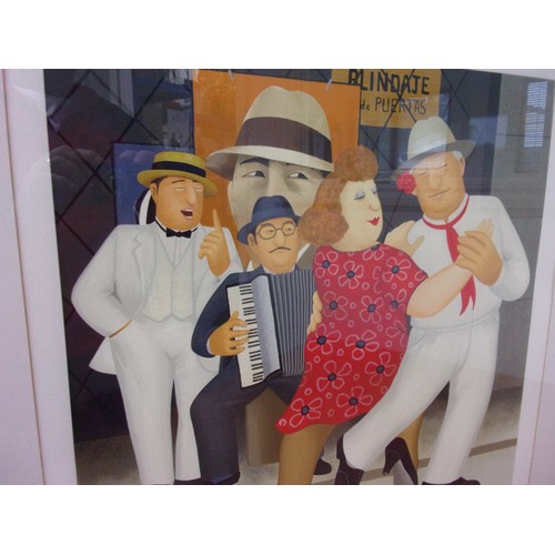 48 - Tango Busking limited Edition Beryl Cook Signed Print 319/395 Framed and Glazed 72x72cm