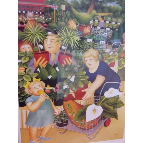 49 - Garden Centre Scene Limited Edition Beryl Cook Signed Print 566/850 Framed and Glazed 58x73cm