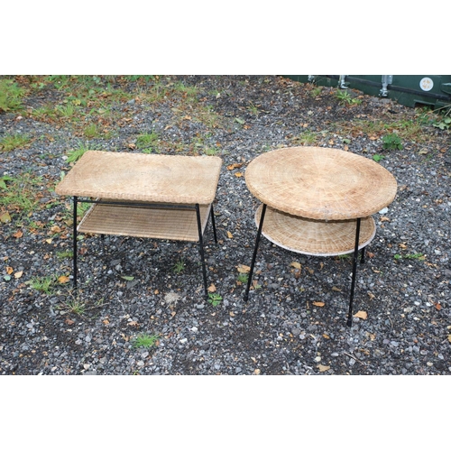 675 - Wicker Tables - One Circular and the Other Rectangular - Both with Lower Shelf