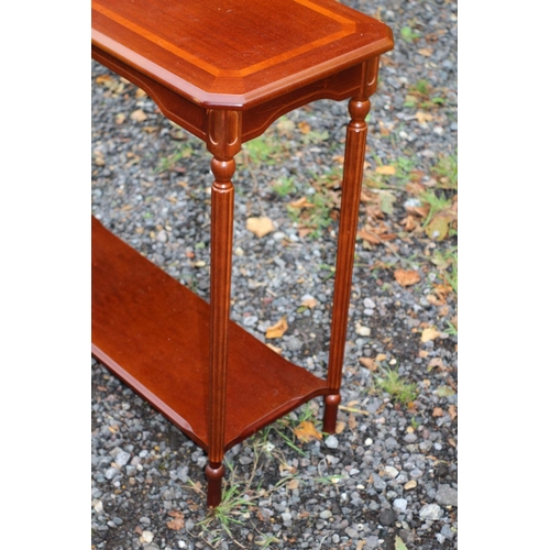 683 - Nice Reproduction Hall Console Table with Inlay Banding and Shelf