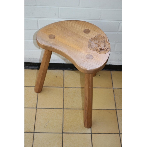 701 - 3 Leg Stool believed to be Elm with engraved Frogs