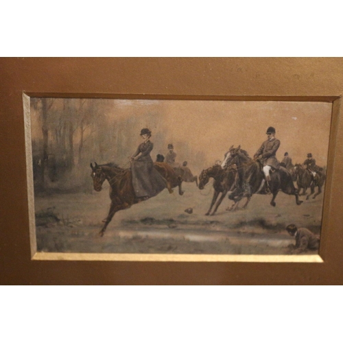 717 - Hunting Scene Picture Frame and glazed Pencil and Watercolor Original