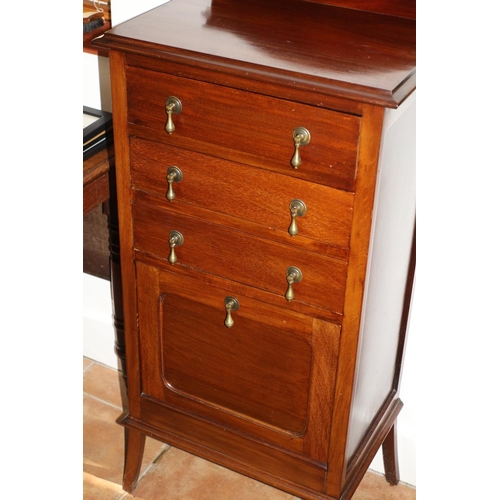 719 - Reproduction Mahogany 4 drawer unit with Magazine Rack within Bottom drawer