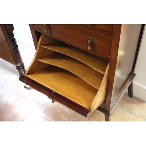 719 - Reproduction Mahogany 4 drawer unit with Magazine Rack within Bottom drawer