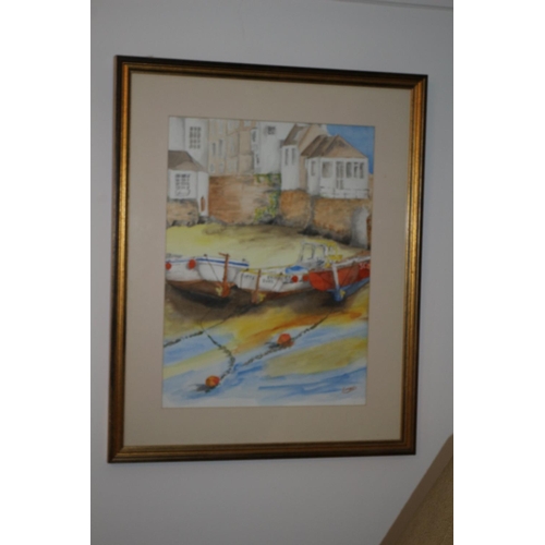 721 - Boat scene St Ives Cornwall Framed and Glazed Geoff Davies 2004