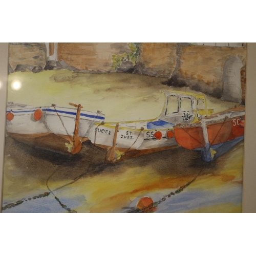 721 - Boat scene St Ives Cornwall Framed and Glazed Geoff Davies 2004