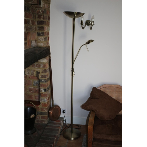 727 - Brass Floor Light with Reading Lamp Working