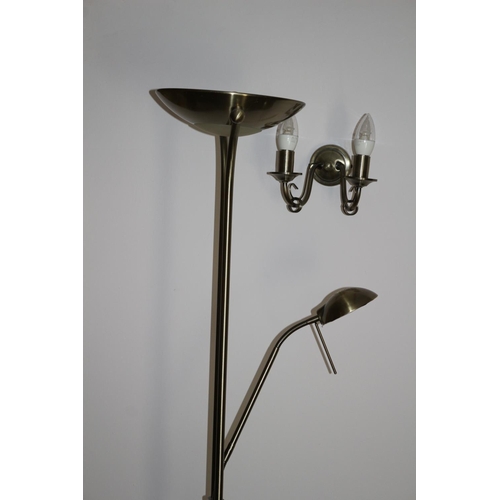 727 - Brass Floor Light with Reading Lamp Working