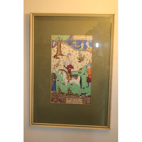 728 - Prussian Harken Scene on Silk Mixed Media Frame and Glazed