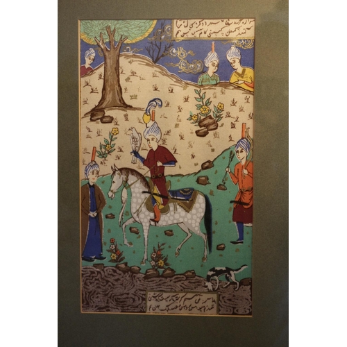 728 - Prussian Harken Scene on Silk Mixed Media Frame and Glazed