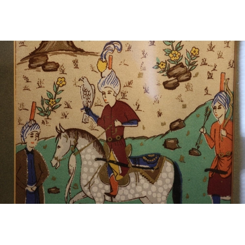 728 - Prussian Harken Scene on Silk Mixed Media Frame and Glazed