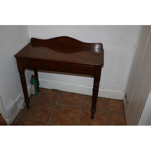 733 - Antique Mahogany 2 Drawer Lady's Writing Table with Serpentine Back - Beautiful example