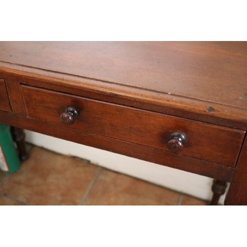 733 - Antique Mahogany 2 Drawer Lady's Writing Table with Serpentine Back - Beautiful example