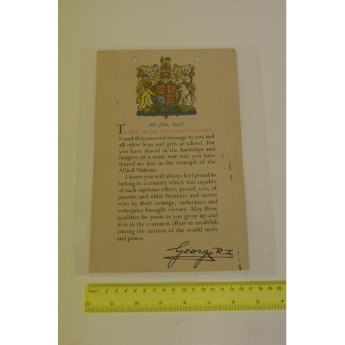 195 - George V End of war 1946 Letter to all school children