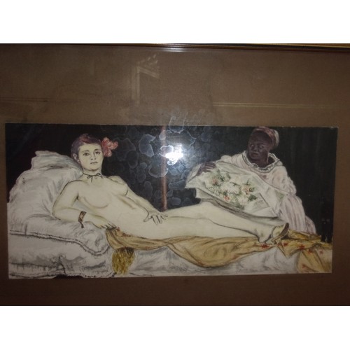 1003 - Pair of Original Watercolour Paintings of Lady's in Provocative Posses - Unsigned - 30cm x 22cm