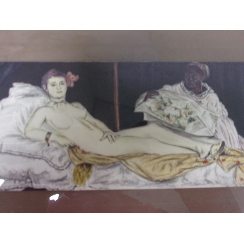 1003 - Pair of Original Watercolour Paintings of Lady's in Provocative Posses - Unsigned - 30cm x 22cm