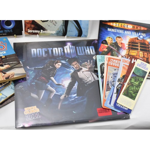 75 - Selection of Dr Who Items, to include books, unused calender, magazines and bookmarks