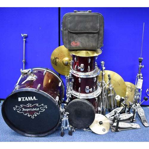 83 - A Tama Imperia Drum Kit With Cymbals And Associated Equiptment