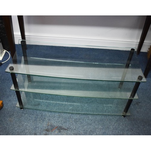 87 - A 3 Shelf Glass TV Stand. 40cm x 100cm x 50cm.