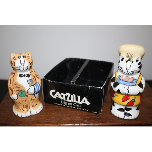 124 - Catzilla By Candace Reiter Design Salt and Pepper