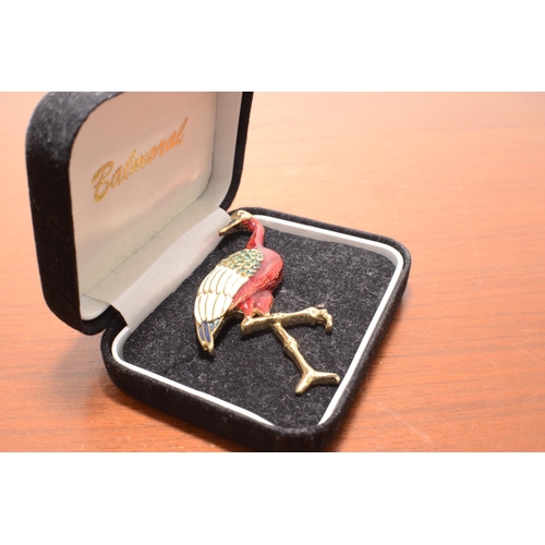 298 - An Enamel Stork Brooch