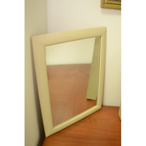 285 - Oil on Board prints framed and a Cream Framed Mirror