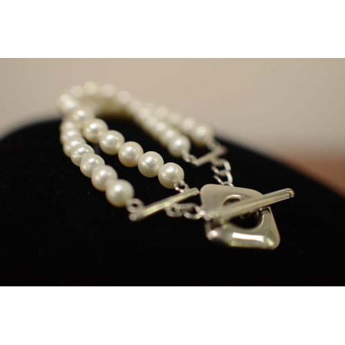 29 - A Two Row Toggle Cultured Pearl Necklace Marked 925 - Does Have Marking, Tiffany and Co and a signat... 