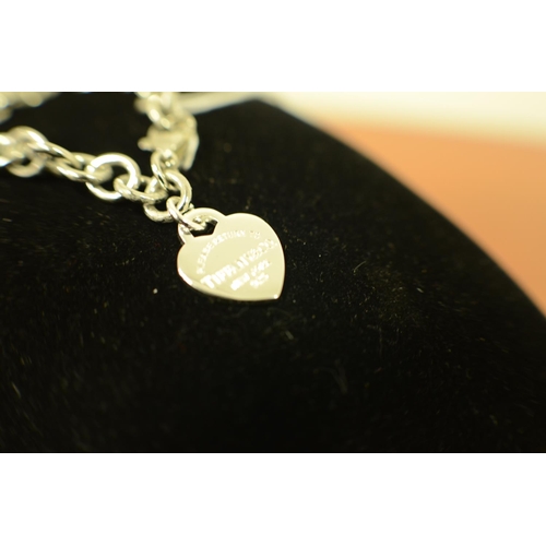 32 - A Heart Tag Bracelet on 7inch Chain Marked 925 - Does Have Marking, Tiffany and Co (1022)