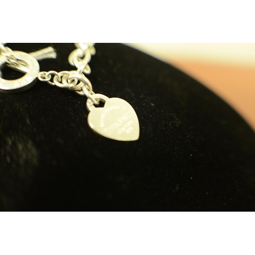 33 - A Heart Tag Toggle Bracelet on 7 inch Chain marked 925 - Does Have Marking, Tiffany and Co (1023)