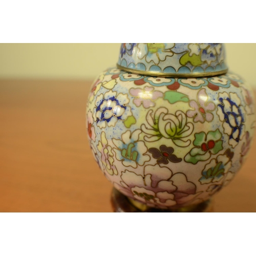 45 - Cloisonné Ginger Jar on Stand