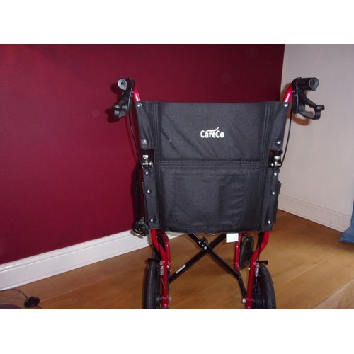 28 - Like new Carco Fusion Folding Wheelchair with cushion,  Double brakes, seat belt plus more features,... 